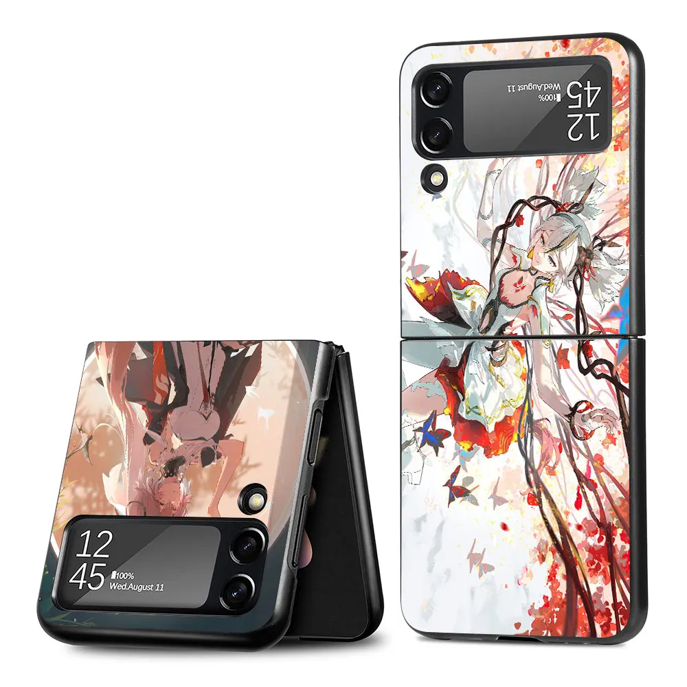 Фото Wuthering волны TaoQi чехол для Samsung Galaxy Z Flip 4 3 5G жесткий черный чехол для телефона Capa Flip4 Flip3 PC Cover Zflip3 Zflip4 Shell №4