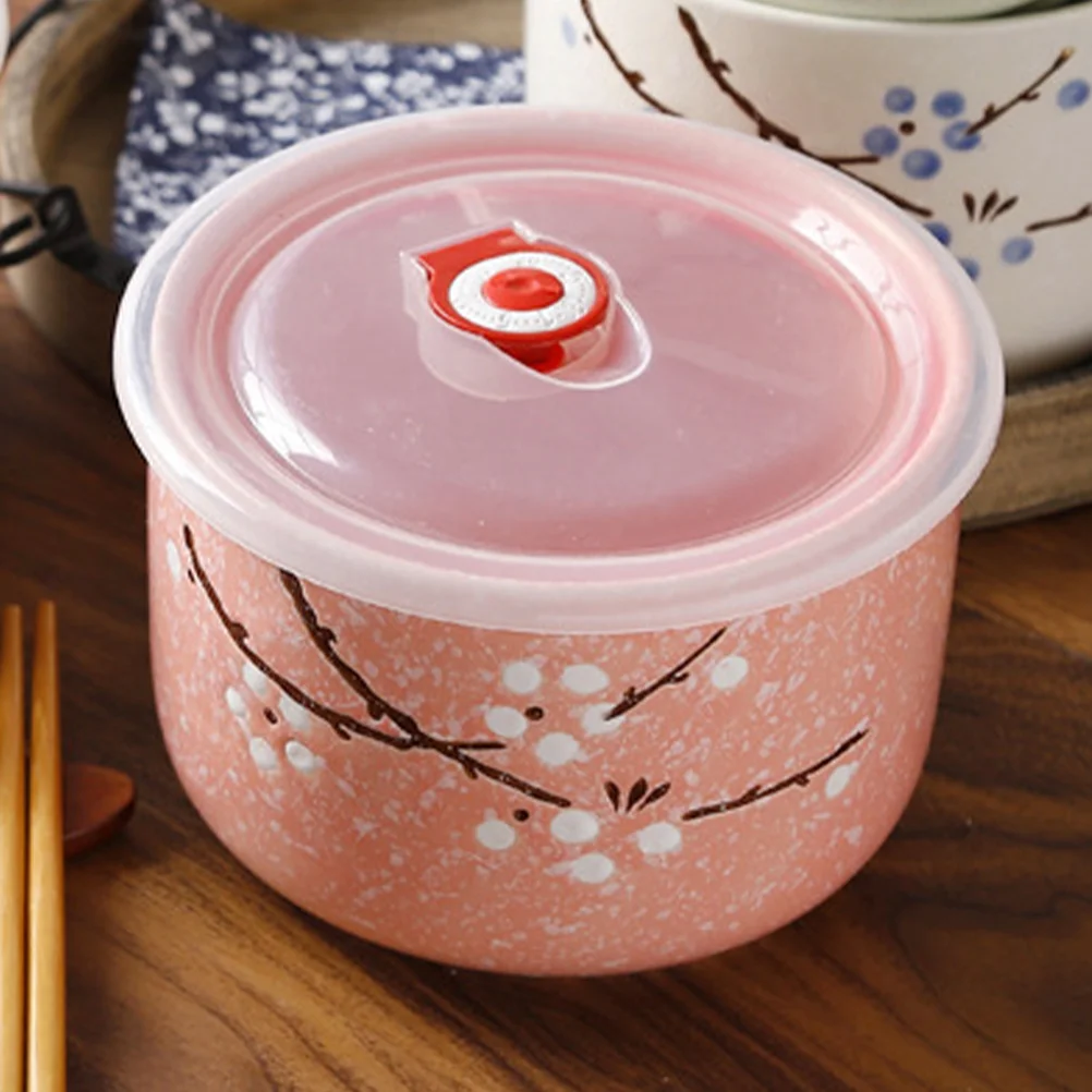 

Керамическая миска для еды с крышкой, компактный пластиковый аксессуар