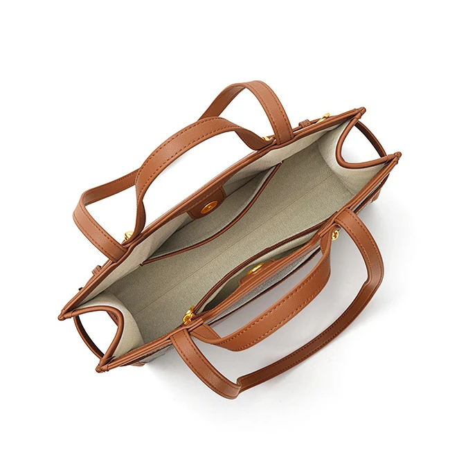 Large Capacity canvas genuine leather tote bag handbags for women 2022 designer luxury Hasp shoulder bags Fashionable hand bag