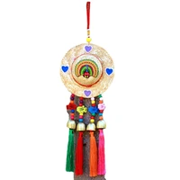 handmade wind chimes home decoration dream catcher handmade straw hat pendant home bedroom ornament colorful car hanging gift