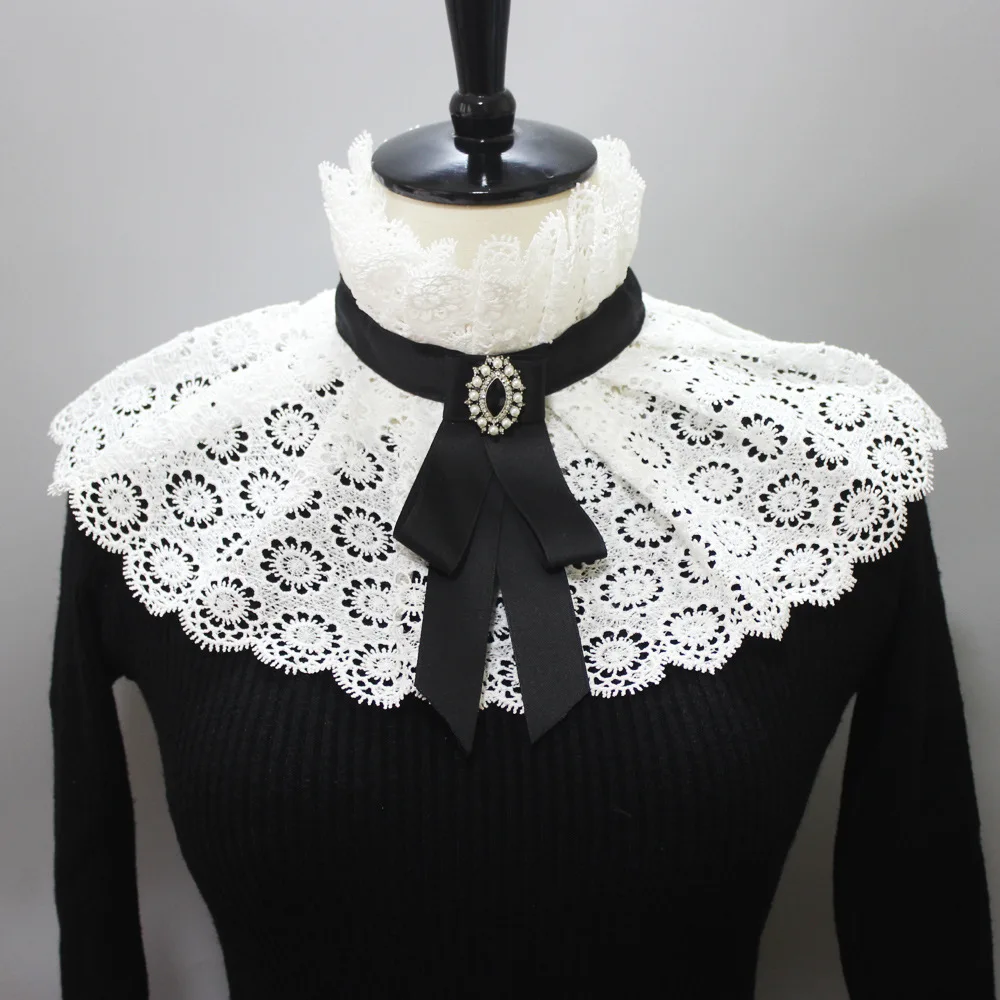 

Doll Fake Collar for Women Vintage Lace Floral False Collars Half Shirt Necklace Shawl Wrap Blouse Tops Detachable Collar