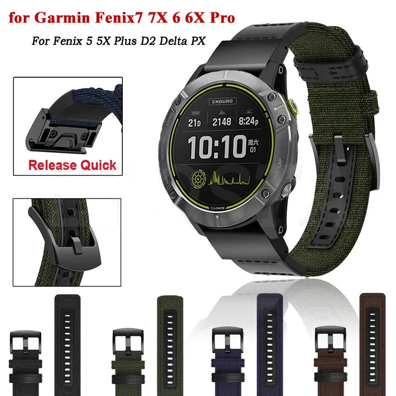 

26mm 22mm Strap for Garmin Fenix 7X 7 6 6X Pro 5X Plus/TACTIX DELTA/MK2i/Forerunner 935 945 Smart Watch Bracelet Canvas Strap