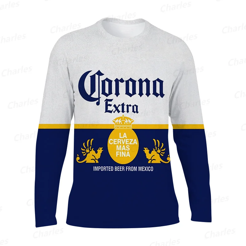 

Men's Luxurious Long Sleeve T-Shirt Casual Stylish Clothing Oversized Beer Print Streetwear Outdoor Male Fashion Tops&Tees