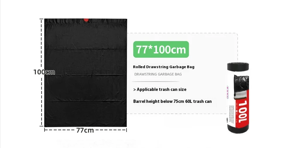 

Черные толстые одноразовые мешки для мусора 60/100 л