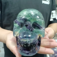 natural fluorite hand carved skull crystal energy home decoration craft gift