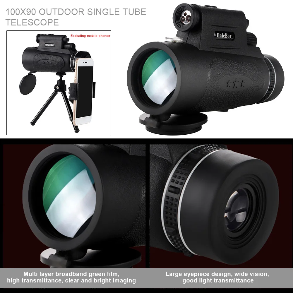 High Power Monocular Telescope Night Vision Portable Camping 100x90 BAK4 Prism Bird Watching Optical Lens HD Outdoor Wide Angle |