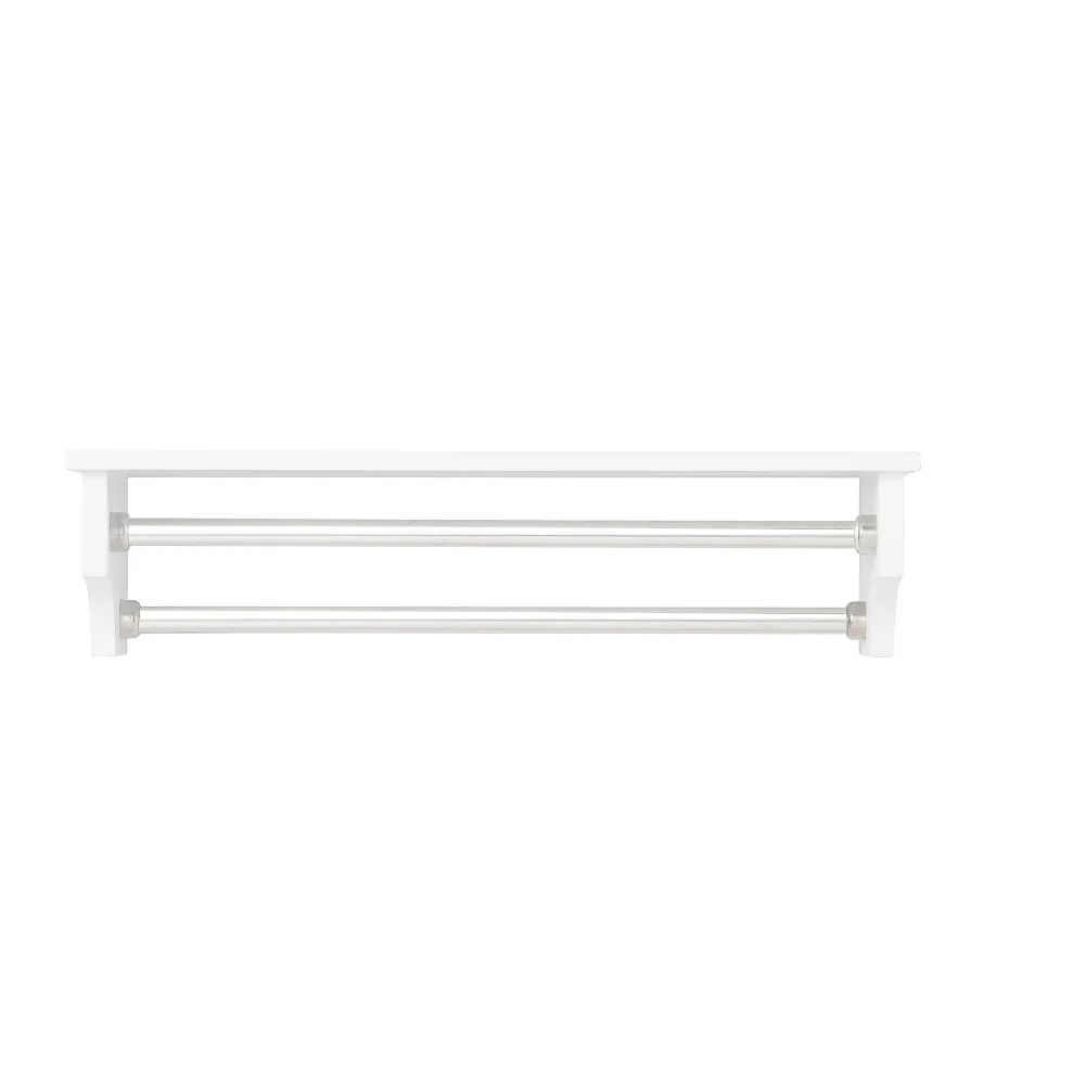 

Alaterre 27" W Bathroom Shelf with 2 Towel Rods, Chrome