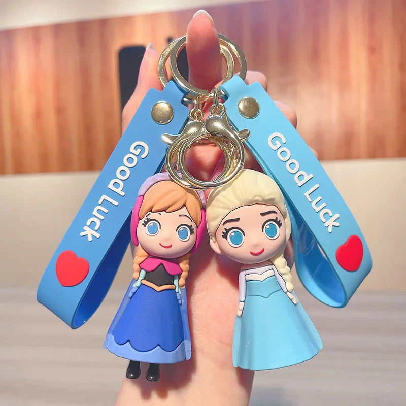 

Disney Princess Snow White Elsa Anime Cartoon Pendant Keychain Holder Car Keyring Mobile Phone Bag Hanging Jewelry Kids Gifts