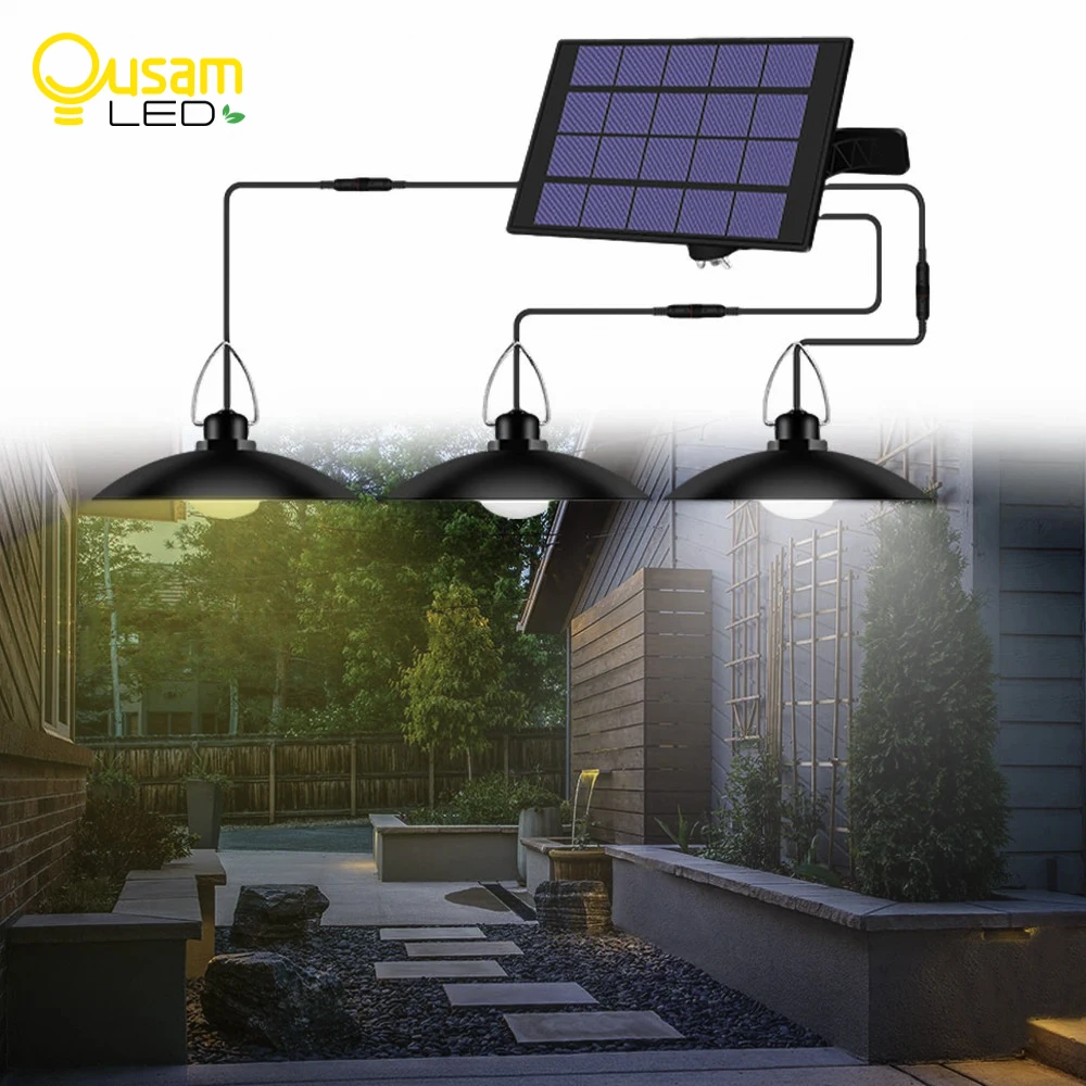 Solar Light Shed Lights With Solar Panel Garden Lamp Waterproof Outdoor Indoor Solar Powered Hanging 9.8FT Cord Ceiling Porch