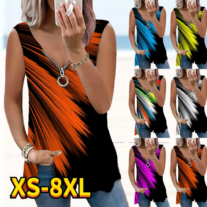 

Женская летняя майка на молнии, с V-образным вырезом