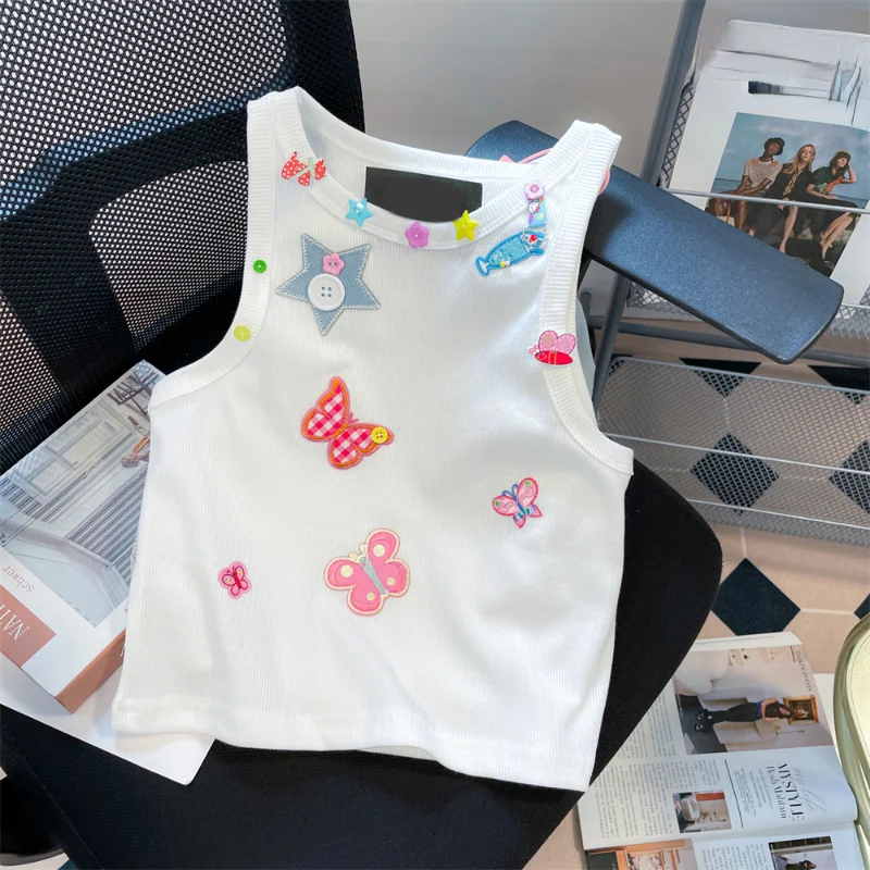 

Hikigawa 2023 летний женский топ без рукавов с рисунком в стиле Kawaii