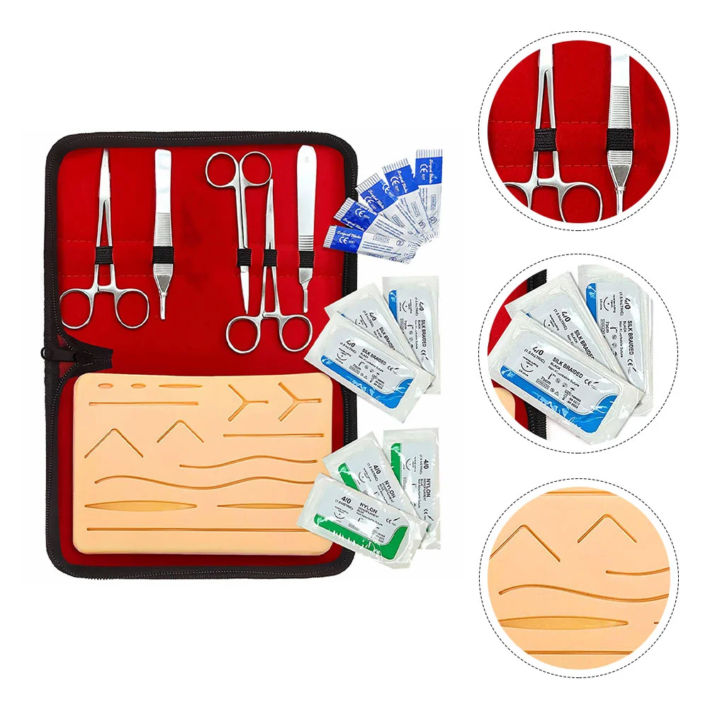 

Biological Anatomy Tool Practice Suture Kit Self- Silicone Pad Training Suturing Skill Trainer Tweezer