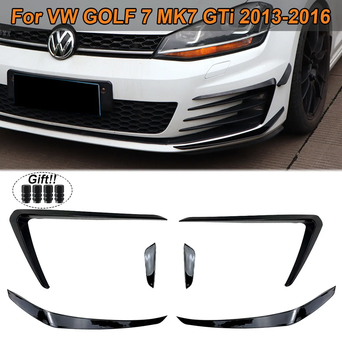 

Front Bumper Splitter Fog Light Cover Air Vent Canards Trim Body Kit Flap For VW GOLF 7 MK7 GTi ONLY 2013-2016 Car Accessories