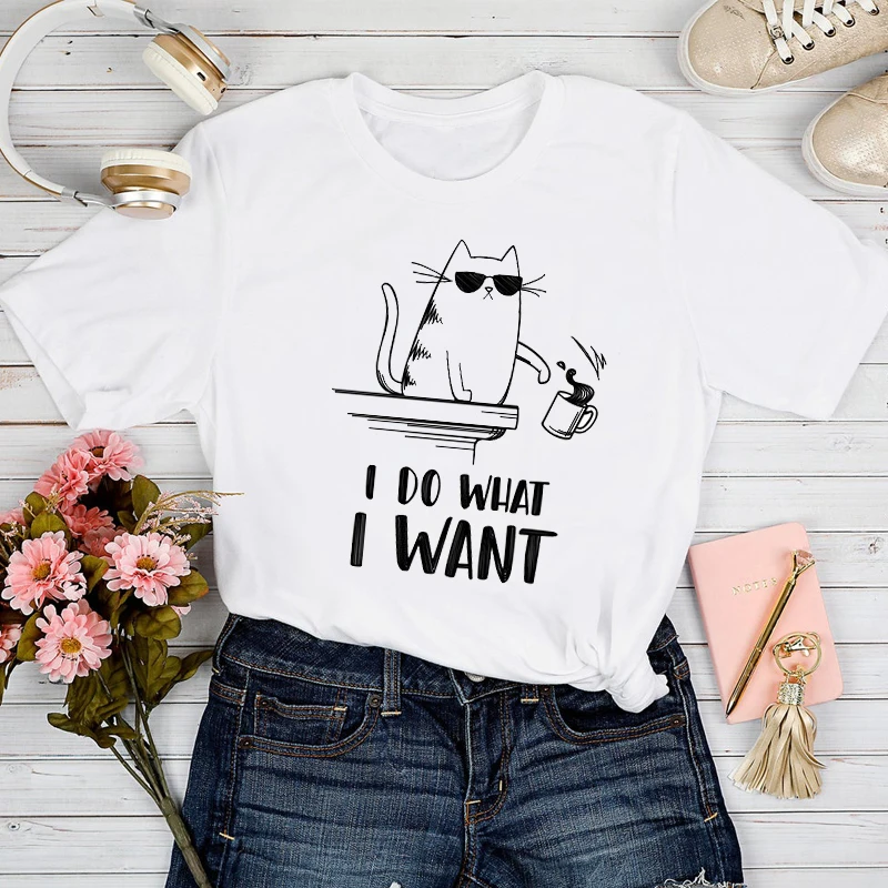 

T-shirts Women Cat Cool Clothing Fashion 90s Trend Spring Summer Tshirt Top Lady Stylish Girl Print Clothes Tee T-Shirt
