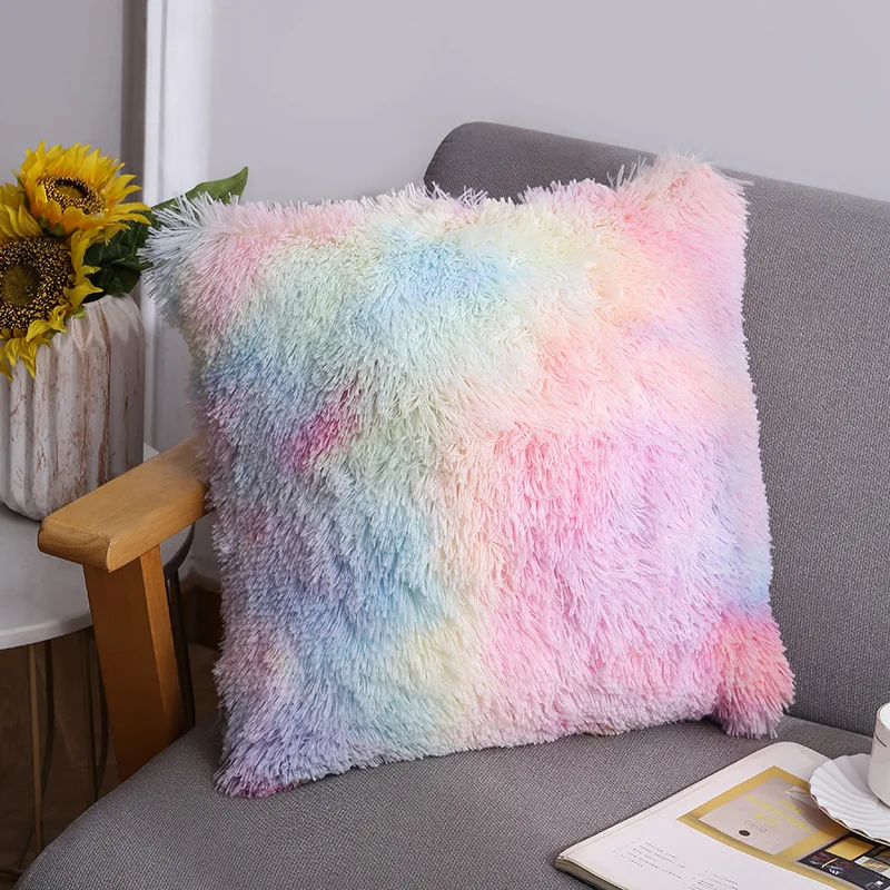 

Plush Cushion Cover Decorative Soft Fluffy Pillowcase Sofa Living Room Bedroom Home Car Hug Pillow Case Shaggy Fur Cushion Cover