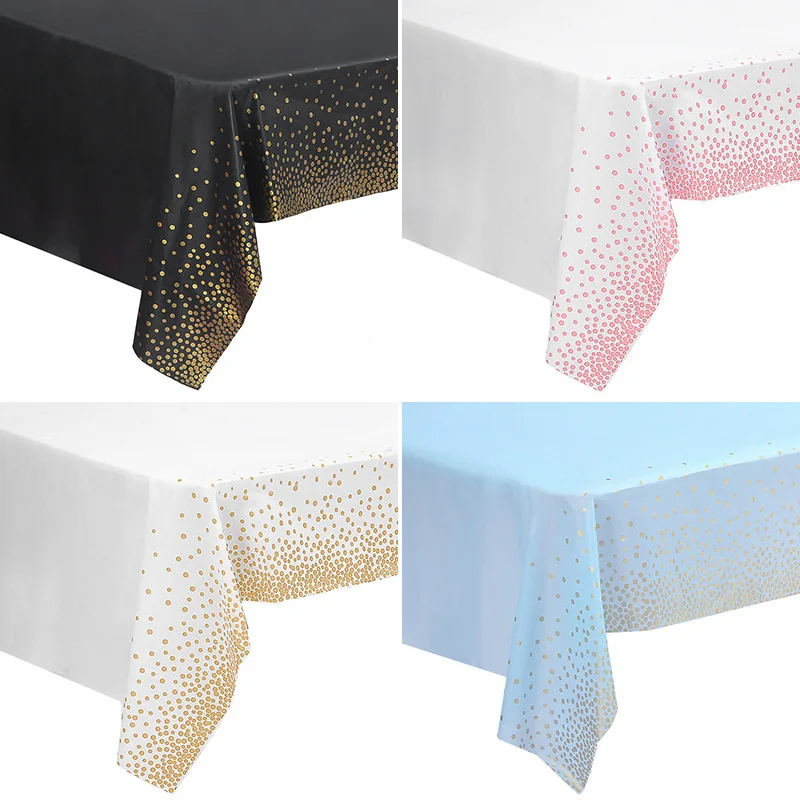 

Rose Gold Dot Gilded Tablecloth 137*274cm Disposable Table Cloth Kids Birthday Party Supplies Baby Shower Wedding Home Decor