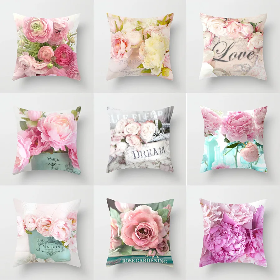 

45 * 45cm New Cover Pillowcase American Country Rose Mediterranean Pillow Case Decor Sofa Throw Pillows Room