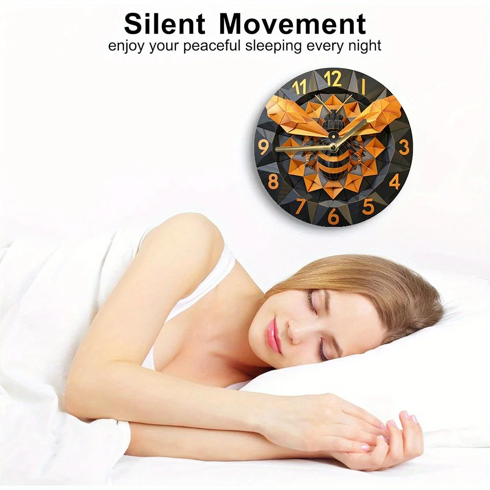 Бесшумные алюминиевые настенные часы с Пчелкой и сотами-идеально подходят для