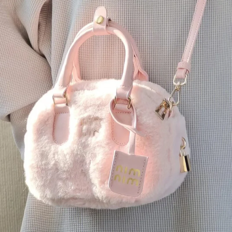 Y2K Pink Kawaii Sweet Korean Casual Messenger Aesthetic Plush Bag Ladies Japanese Crossbody Shoulder Bag Handbags for Women