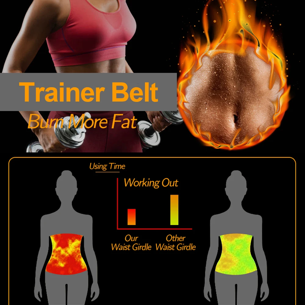 SEXYWG Neoprene Sweat Sauna Belt Women Waist Trainer Corset Fat Burning Weight Loss Belt Waist Cincher