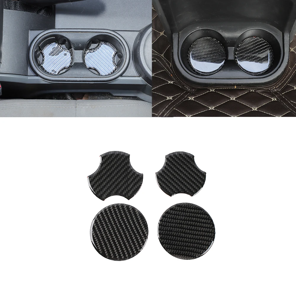 

Car Water Cup Holder Decoration for Jeep Wrangler JK 2007 2008 2009 2010 2/4 Doors Interior Accessory Real Carbon Fiber Stickers