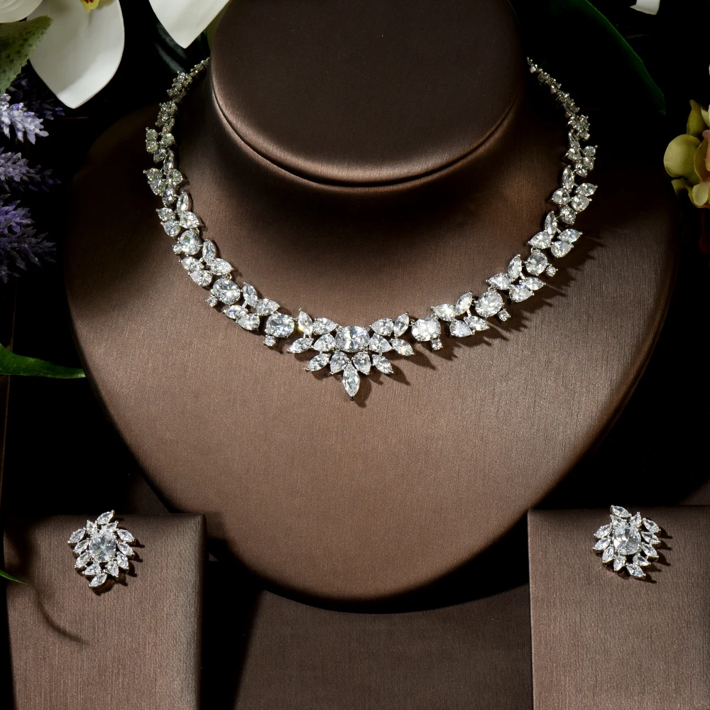 

Fashion Top Quality Necklace/ Earrings Set Elegant CZ Stone Jewelry Set for Wedding Bride Party Jewelry KC-10