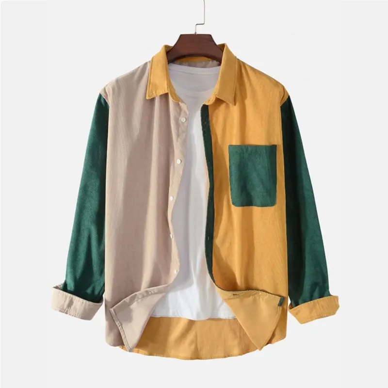 

Men's Lapel Long-sleeved Shirt Spring Casual Fashion Daily Corduroy Shirt