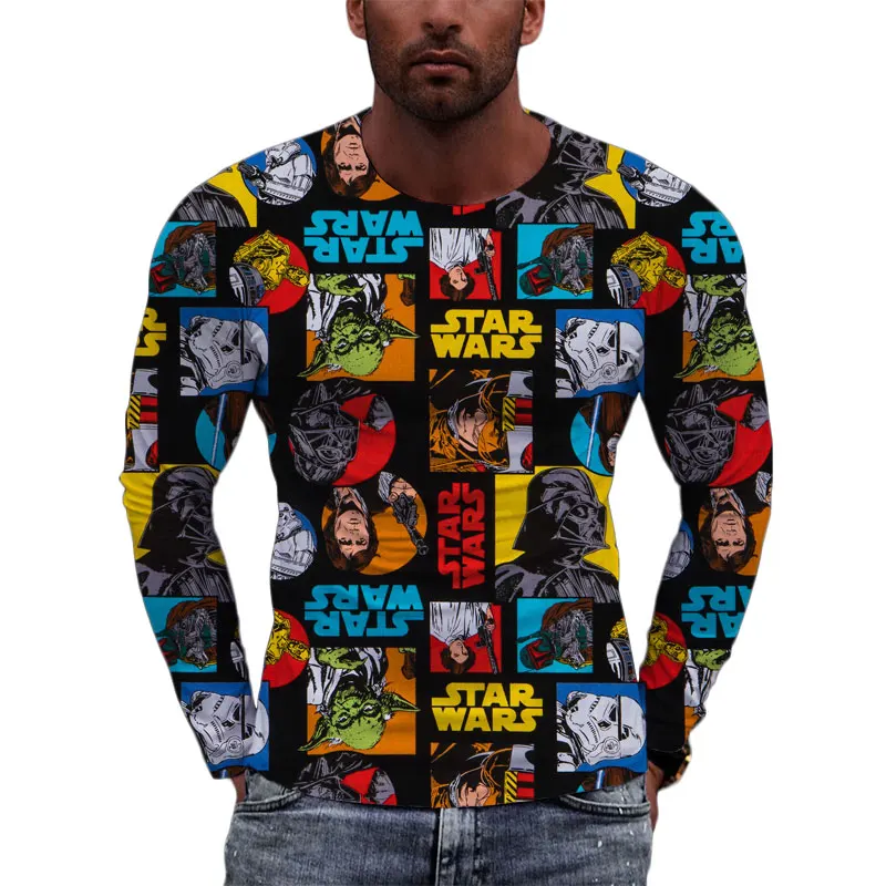 

T-shirt Men Streetwear Spring Fashion Long Sleeve T Shirt For Male Disney Star Wars 3D Print Cool Women Oversized Clothing