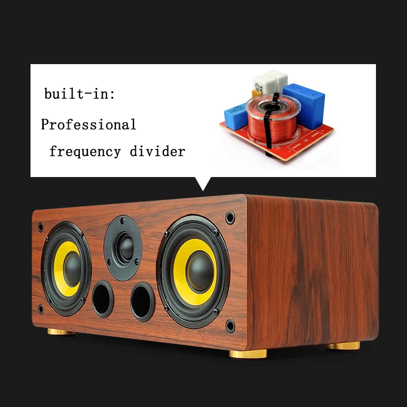 

4-Inch Center Speaker Power Amplifier Passive Sound Home Theater High-Fidelity Wooden Fever HIFI Center Surround Sound Box 6Ω