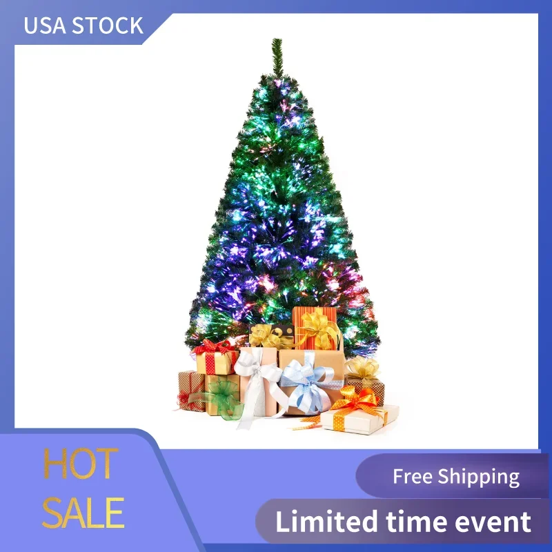 

5 FT Pre-lit Artificial Christmas Tree Fiber Optic Xmas Tree Holiday Decor