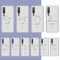 twelve constellations phone case for samsung a51 a52 a71 a12 for redmi 7 9 9a for huawei honor8x 10i clear case
