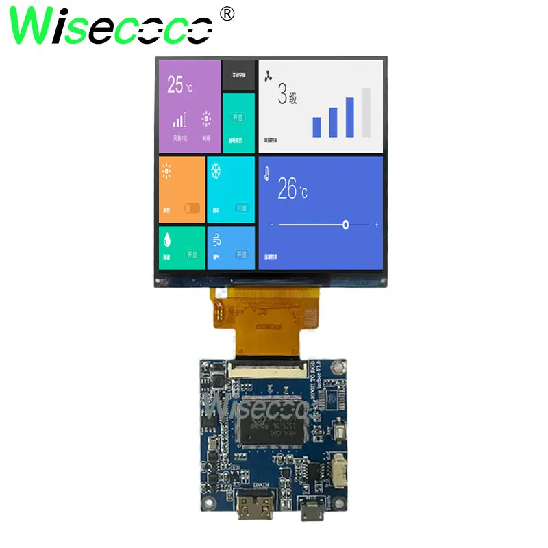 Wisecoco 4 Inch Square LCD Screen 720x720 Capacitive Touch Display Micro USB Driver Board