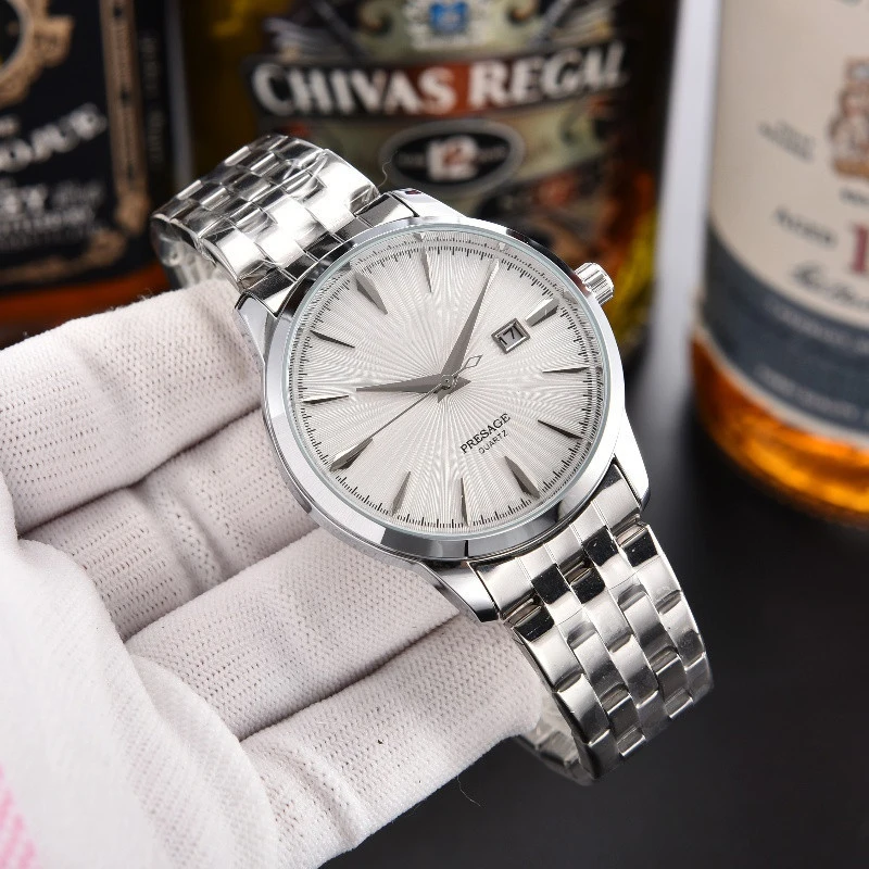 

Роскошные деловые часы, мужские многофункциональные водонепроницаемые кварцевые часы со стальным ремешком, модные повседневные мужские ч...