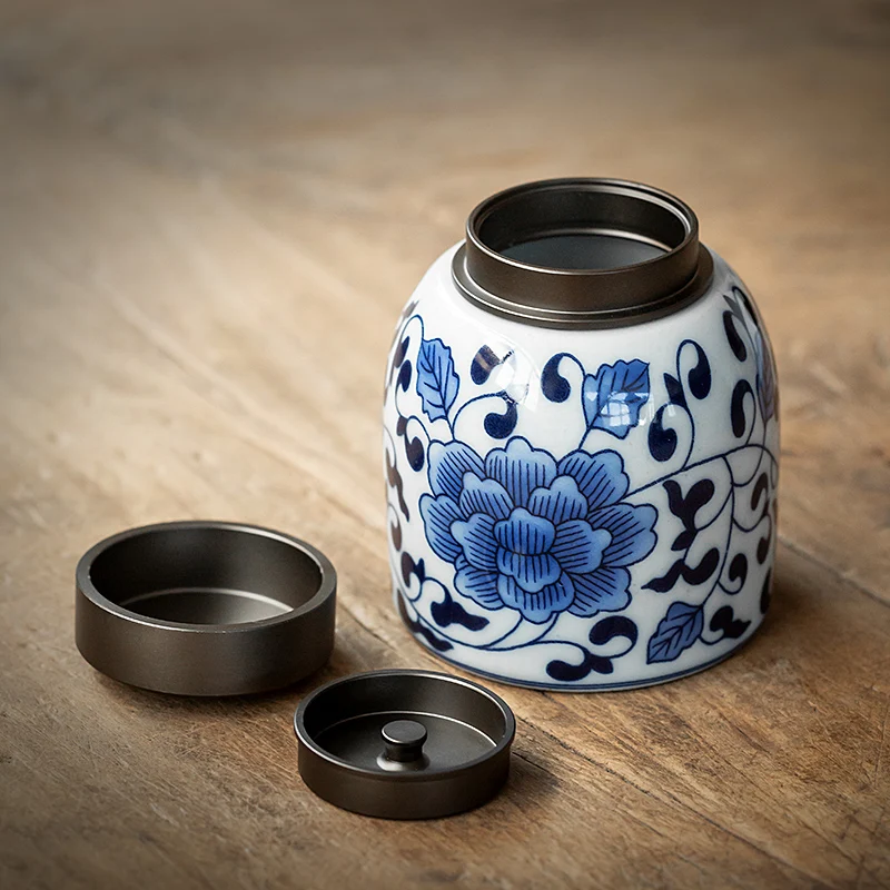 Синий и белый фарфоровый чайник герметичный сахар керамический орех контейнер