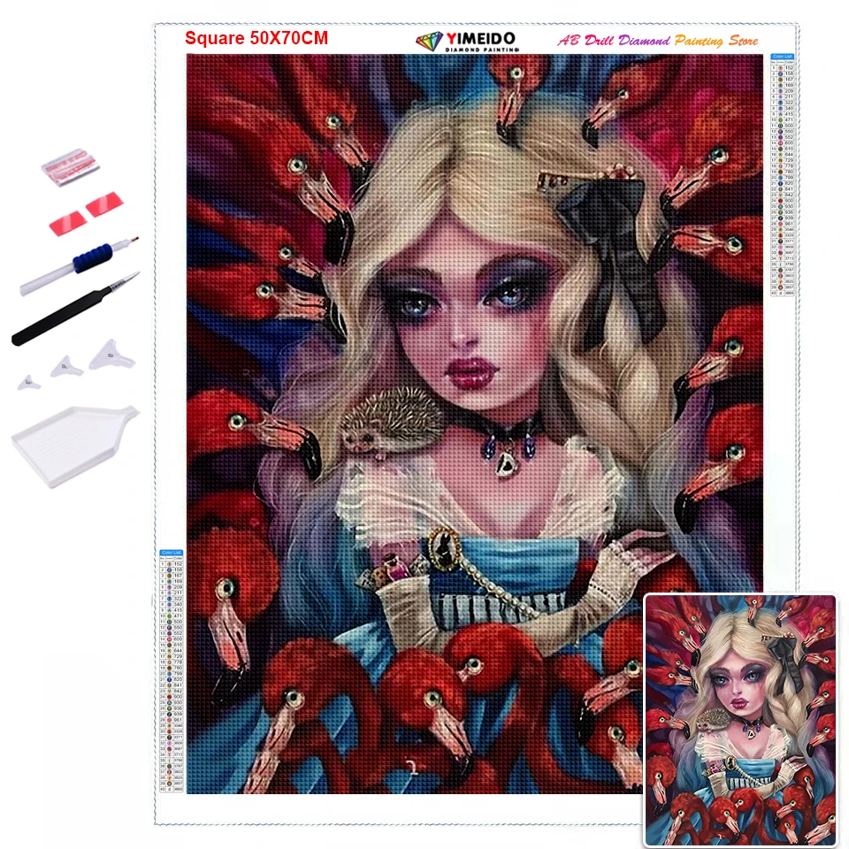 YIMEIDO DIY Ab алмазная живопись Красивая мультяшная Девушка полный квадратный