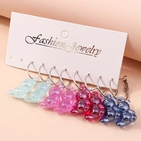 8pcs creative cute candy colorful animal gummy bear earrings minimalism cartoon design female ear hooks dangle jewelry set gifts