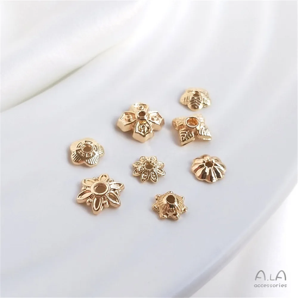 

14K gold clad flower holder five petal flower sun flower bead holder bead cap diy handmade jewelry accessories