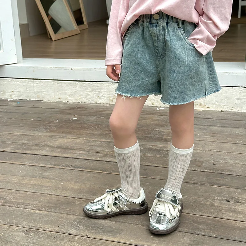 Новинка лета 2024 модные детские брюки длинные горячие корейские джинсовые шорты