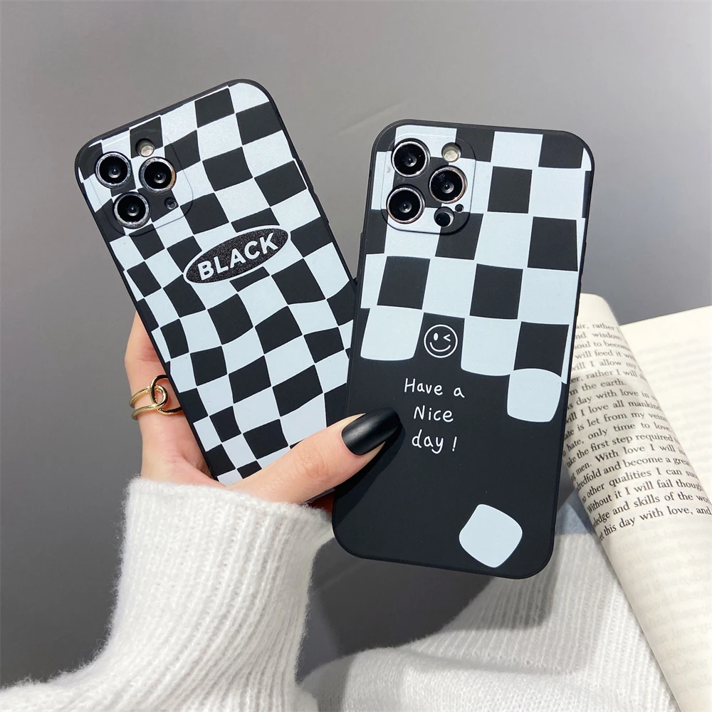 

Чехол Funda для iphone 13 Pro max, Чехол 12 X XS XR Mini 8 7 Plus SE с цветами, черный и белый минималистичный чехол для iPhone 11, чехол