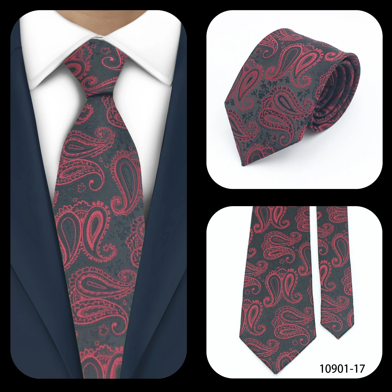 

LYL 8CM Red Paisley Slim Men's Ties Elegant Fashion Necktie Jacquard Wedding Suits Luxury Brand Business Neck Tie for Gentleman