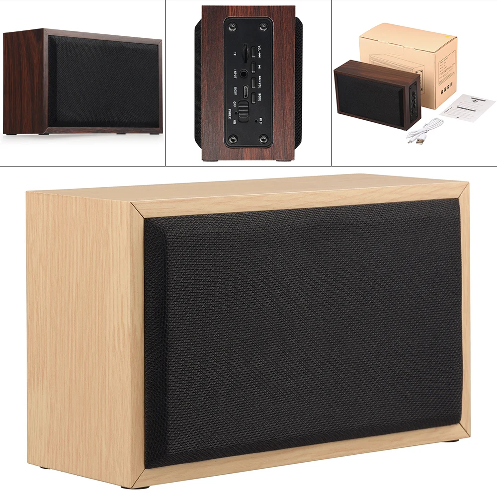 

Bluetooth-динамик, 5 Вт, технология текстуры древесины, в стиле ретро, с поддержкой карт TF, функцией воспроизведения AUX, для загородного кемпинга, ...