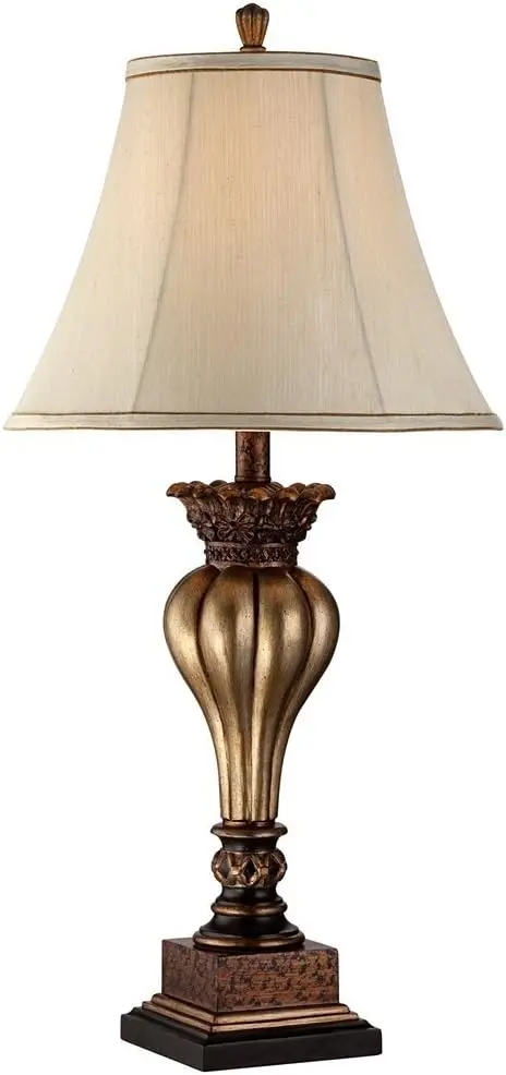 

Senardo Traditional Table Lamp Vase Silhouette with Fluting and Floral Detail 30" Tall Gold Tan Shade Decor for Living Room н