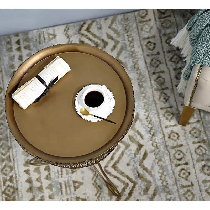 Круглый металлический античный диван-кровать боковой чайный журнальный столик