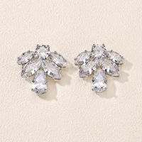2022 new fashion exquisite flowers zircon stud earrings for women simple shiny charm earring wedding party jewelry couple gifts