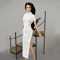 white cheongsam 16 bjd doll dress for barbie doll clothes gown chinese traditional qipao vestidoes 11 5 dolls accessories toys