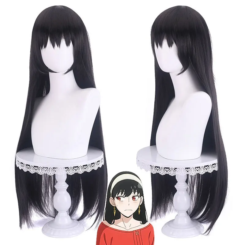 

Anime SPY×FAMILY Yor Forger Cosplay Wigs 80cm Black Long Heat Resistant Synthetic Hair+ Wig Cap Yor Briar Wigs