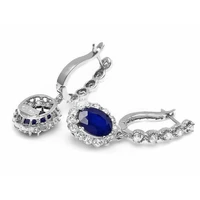 noble women earring dazzling oval bluewhite zircon pendent wedding engagement party female drop earrings fashion jewelry