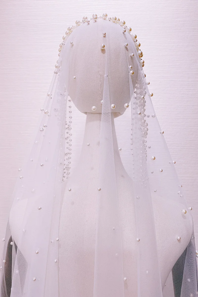 Винтажная Высококачественная белая свадебная фата для невесты ручной работы с