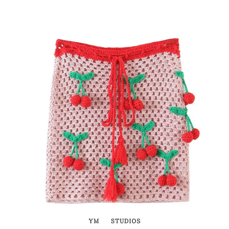 

Женская экзотическая юбка для отпуска, трехмерная юбка с вишневым плетением действует на выходные