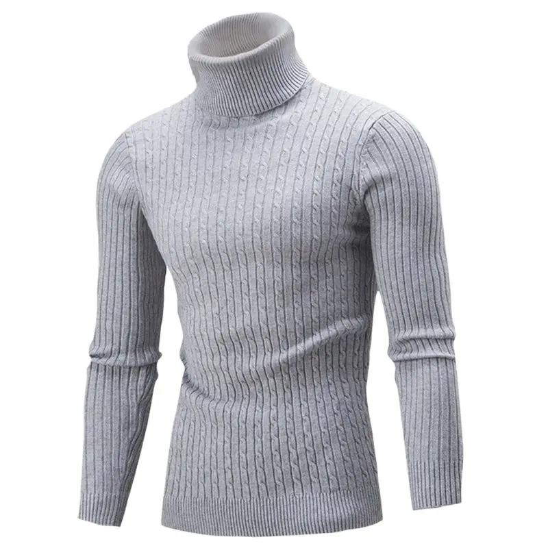 

Autumn And Winter Men's Turtleneck Sweater Knitted Sweatshirt Collar Warm Men's Pullover Slim Casual Sweater GZB202